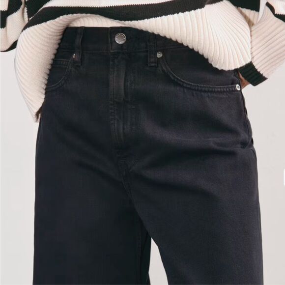 NWT Everlane Black Ink Wash Wide Leg Flared The Baggy Jeans 28 - Picture 9 of 15